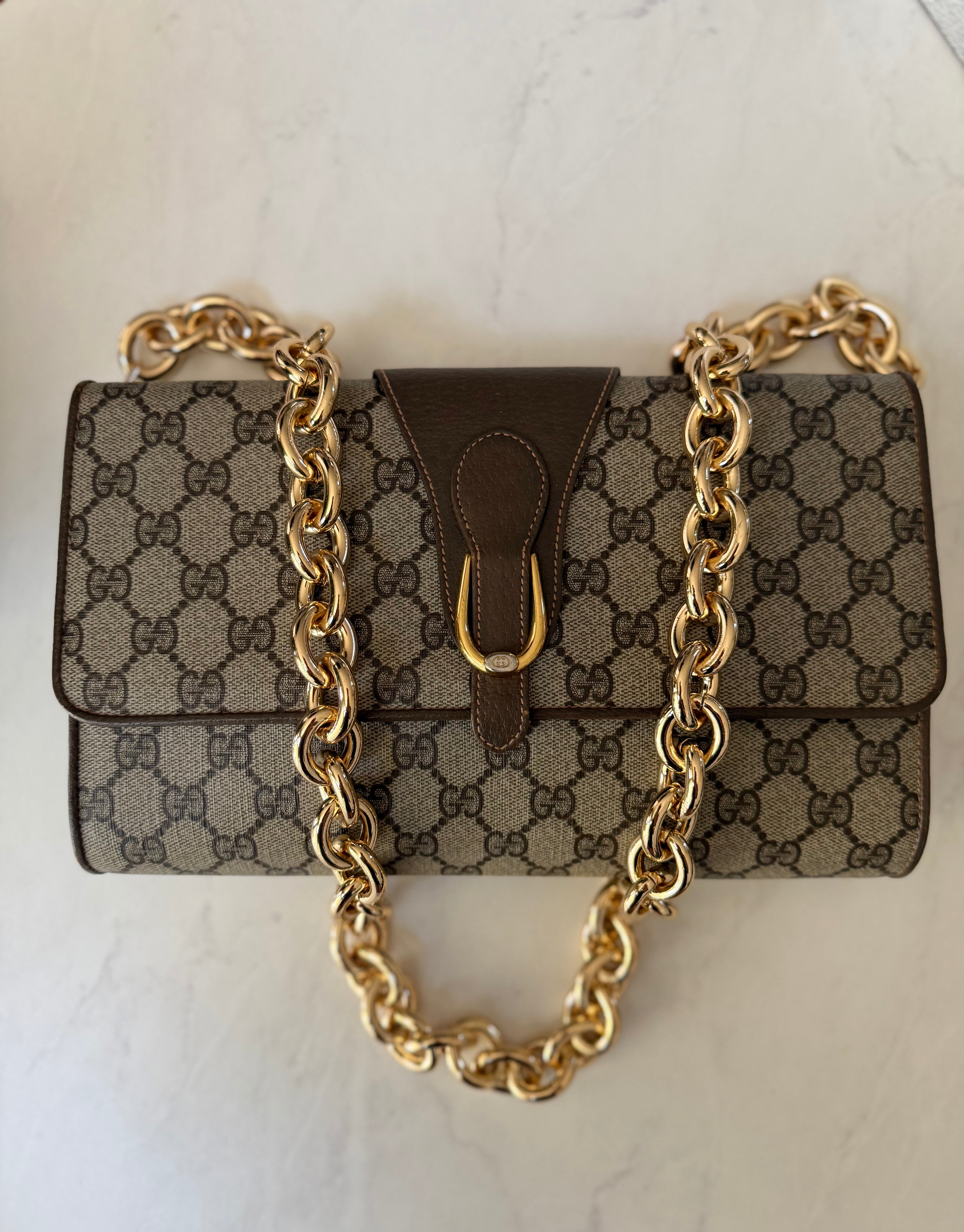 Gucci Clutch W/ added Chunky Gold Chain