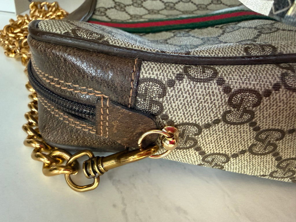 Gucci Supreme Web Sherry Line Clutch Bag w/ Chain