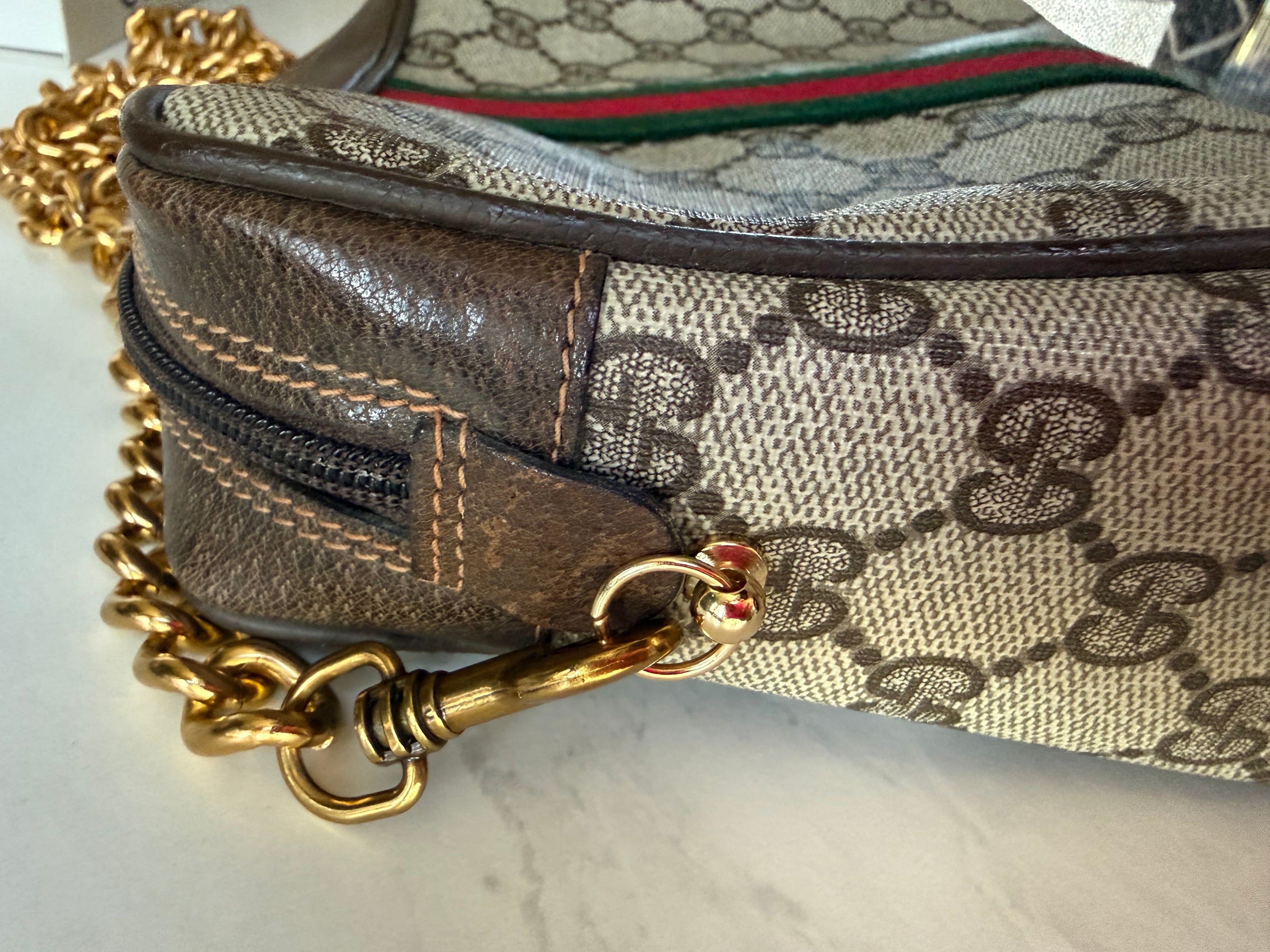 Gucci Supreme Web Sherry Line Clutch Bag w/ Chain