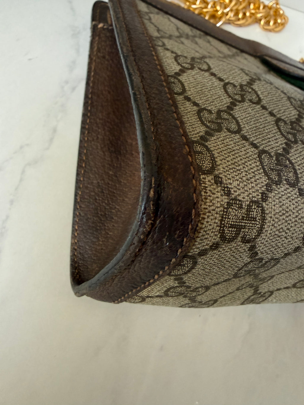Preloved Large Gucci Ophidia Velcro Clutch w/ added Chain