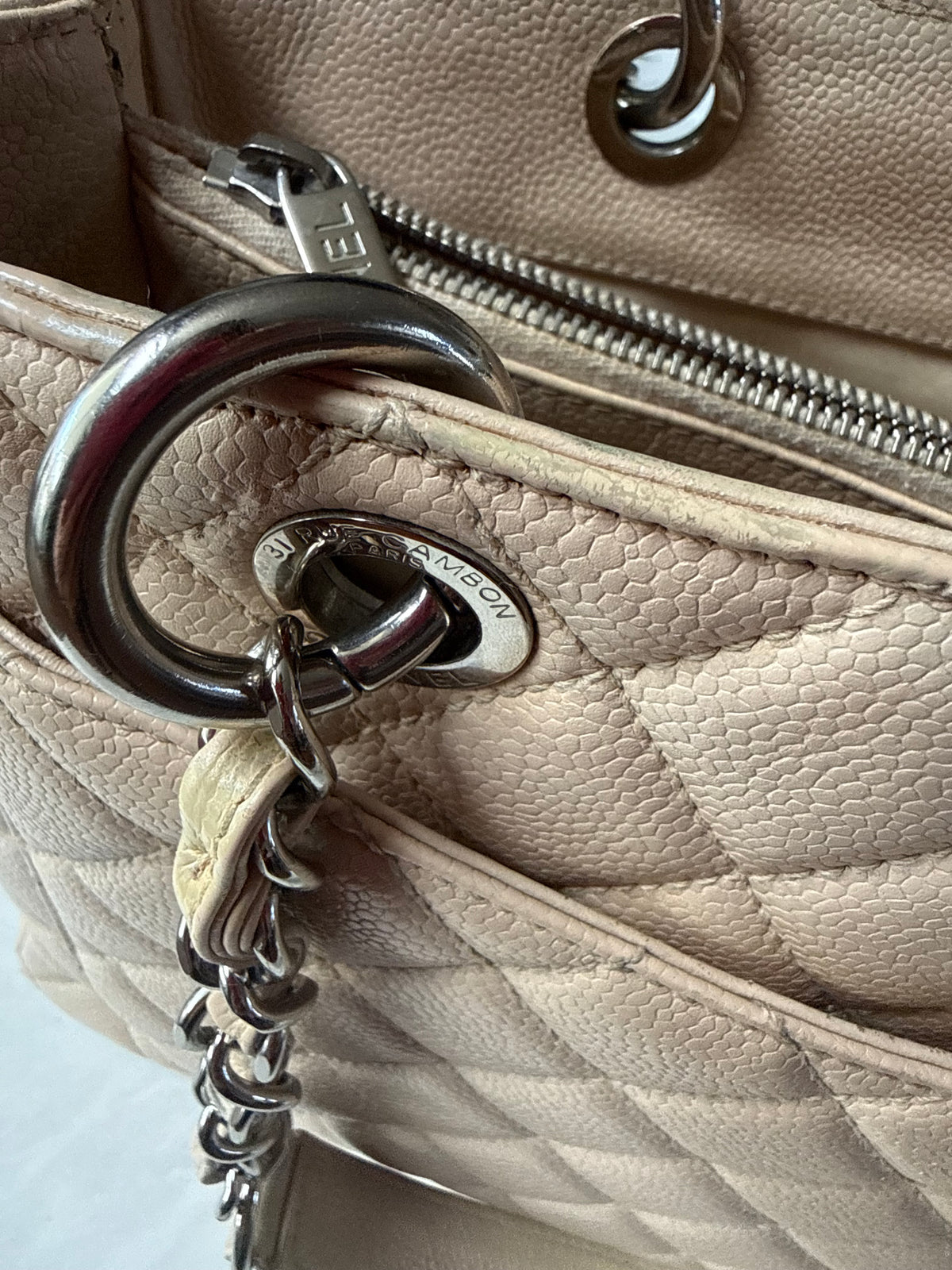 Chanel GST Beige Caviar Leather SHW