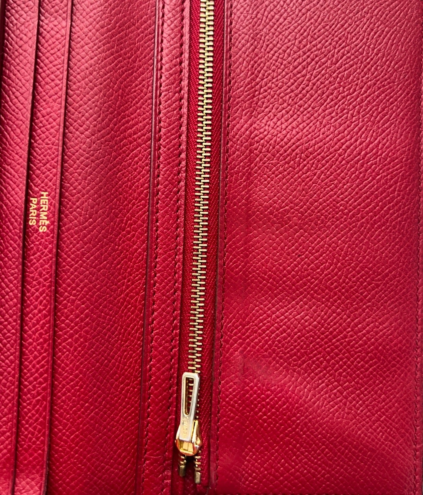 Hermes Bearn Red Long Bifold Wallet