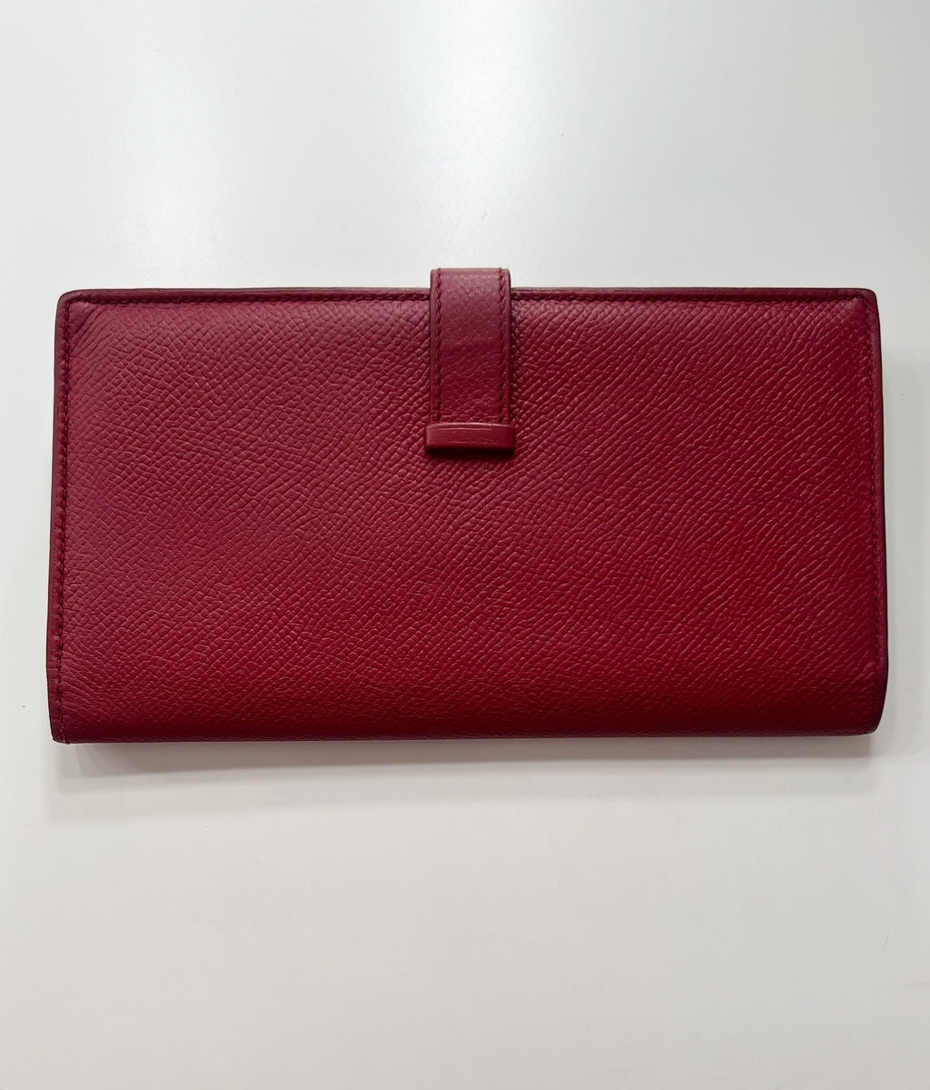 Hermes Bearn Red Long Bifold Wallet