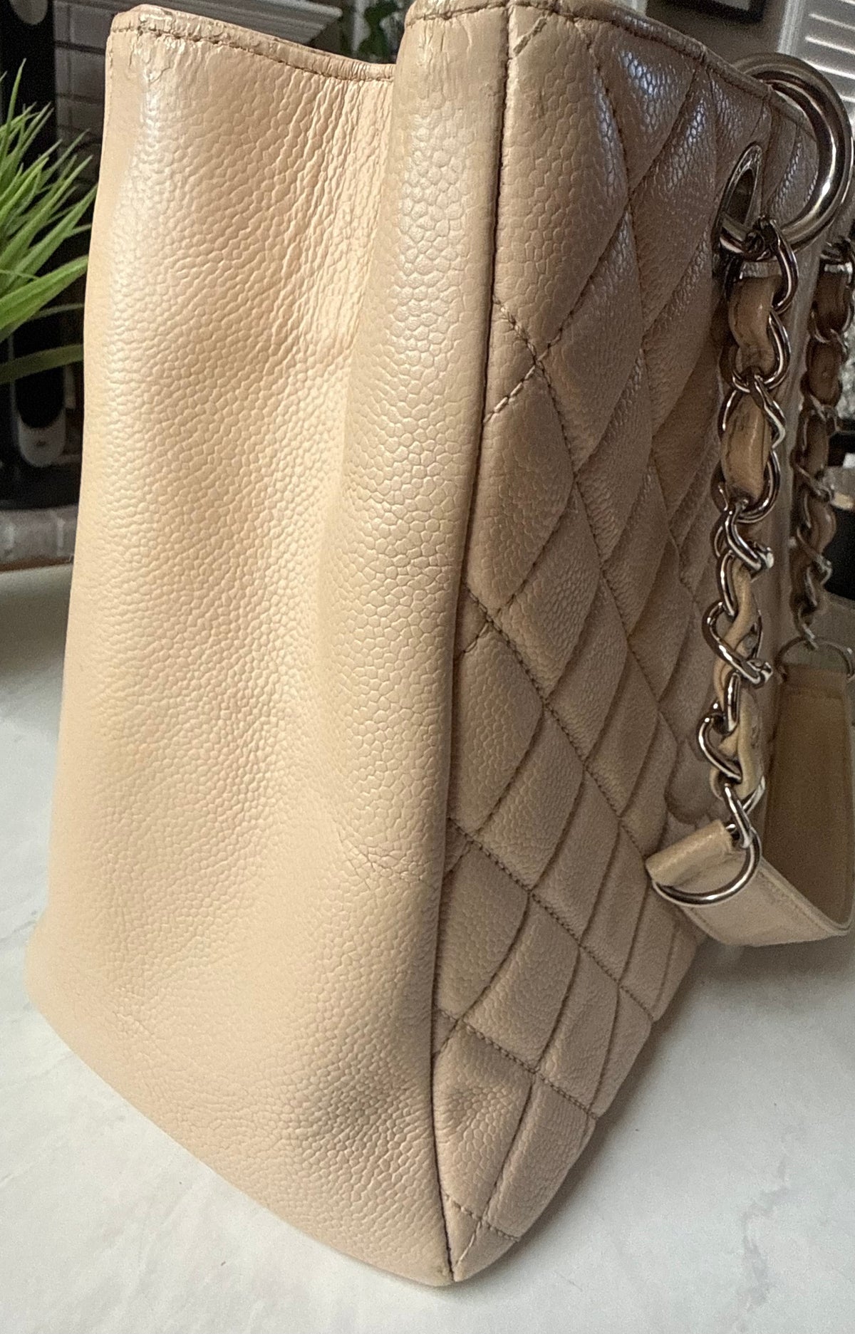 Chanel GST Beige Caviar Leather SHW