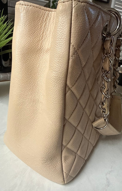 Chanel GST Beige Caviar Leather SHW
