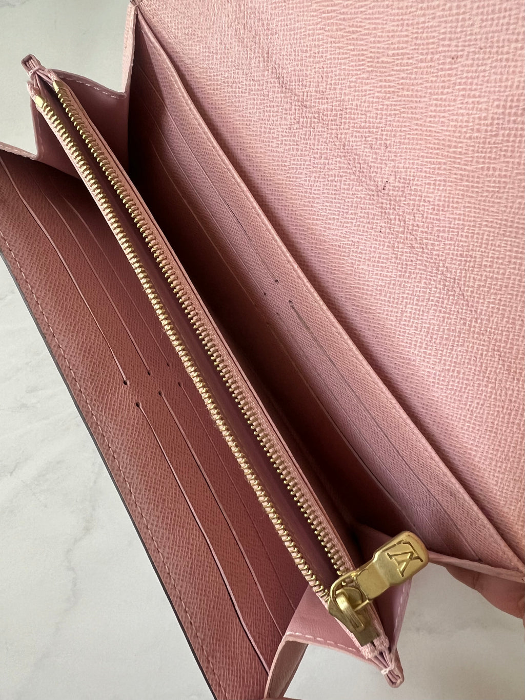 Louis Vuitton Ebene Damier Sarah Wallet (Rose Ballerine)