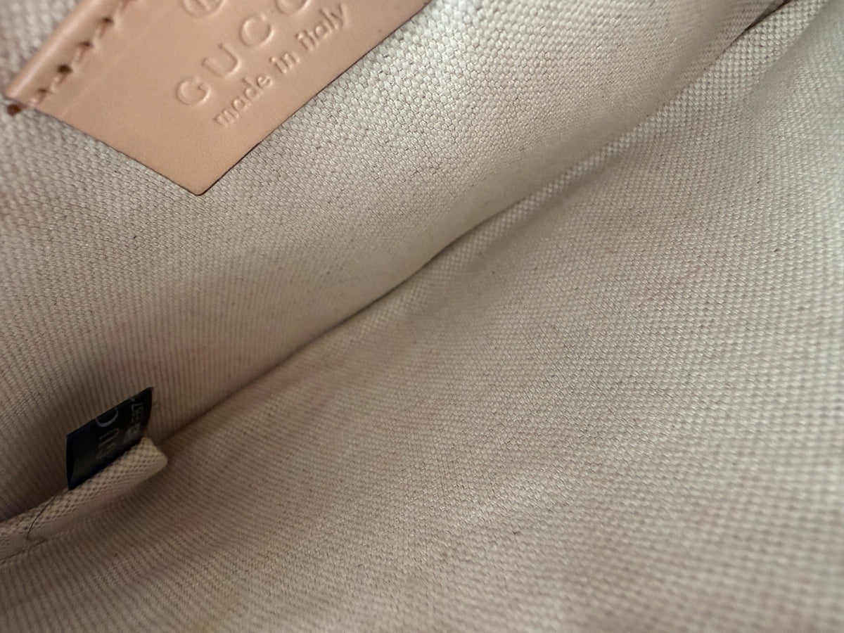 Preloved Tan Gucci Clutch w/ added Chain