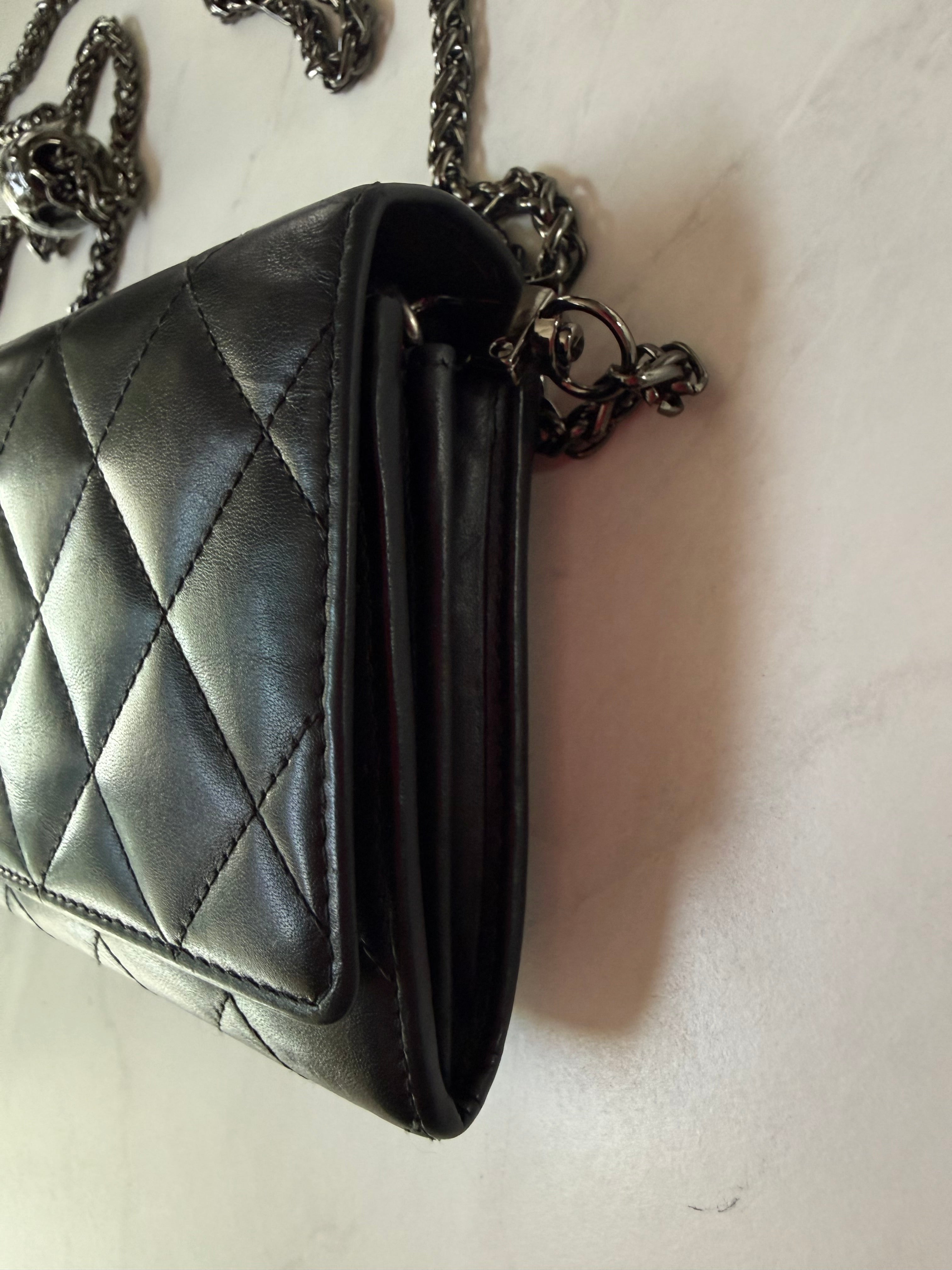 Black Chanel Lambskin Cambon Wallet
