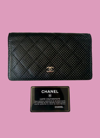 Chanel Matelasse Black Punching Lambskin Bifold