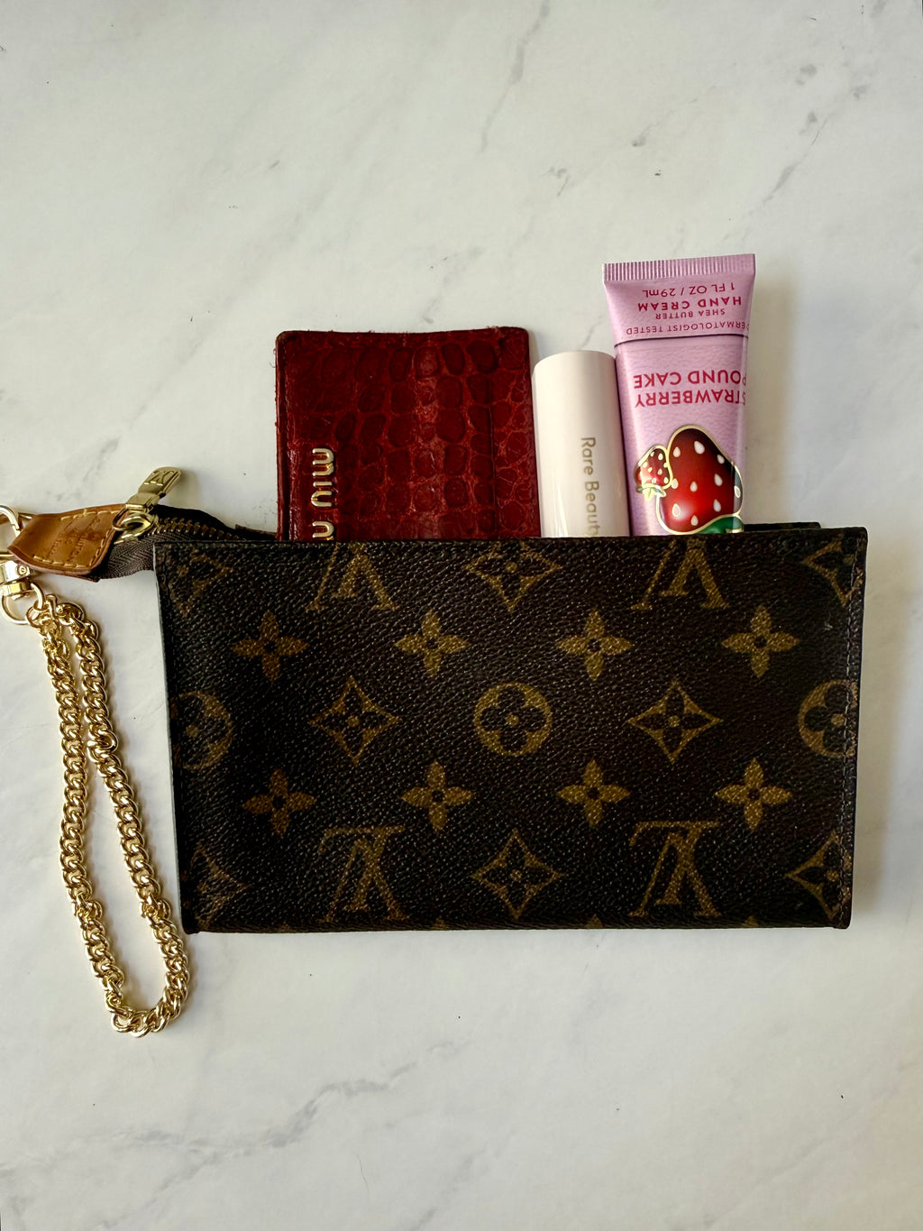 Louis Vuitton Pouch w/ added chain
