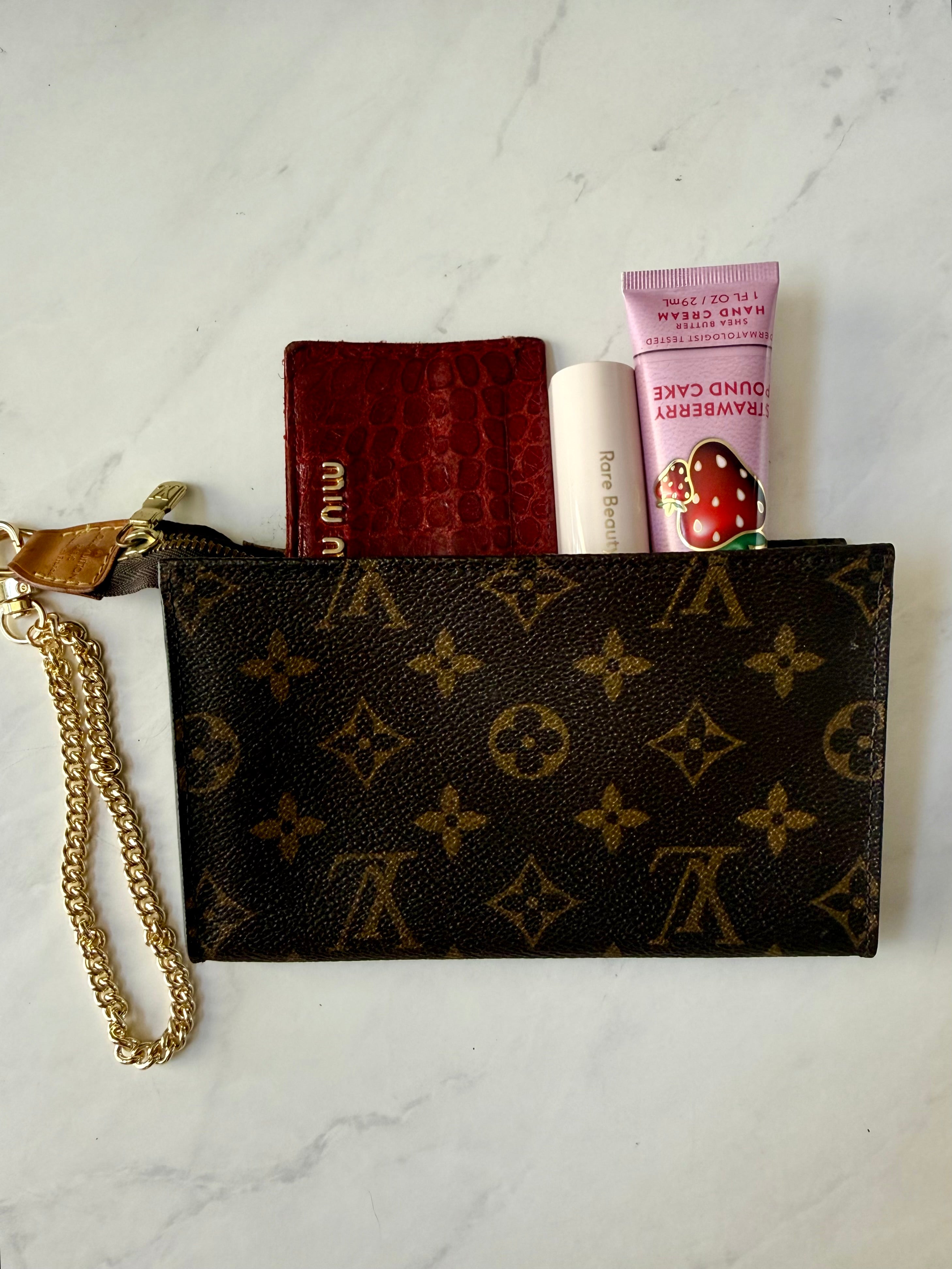 Louis Vuitton Pouch w/ added chain