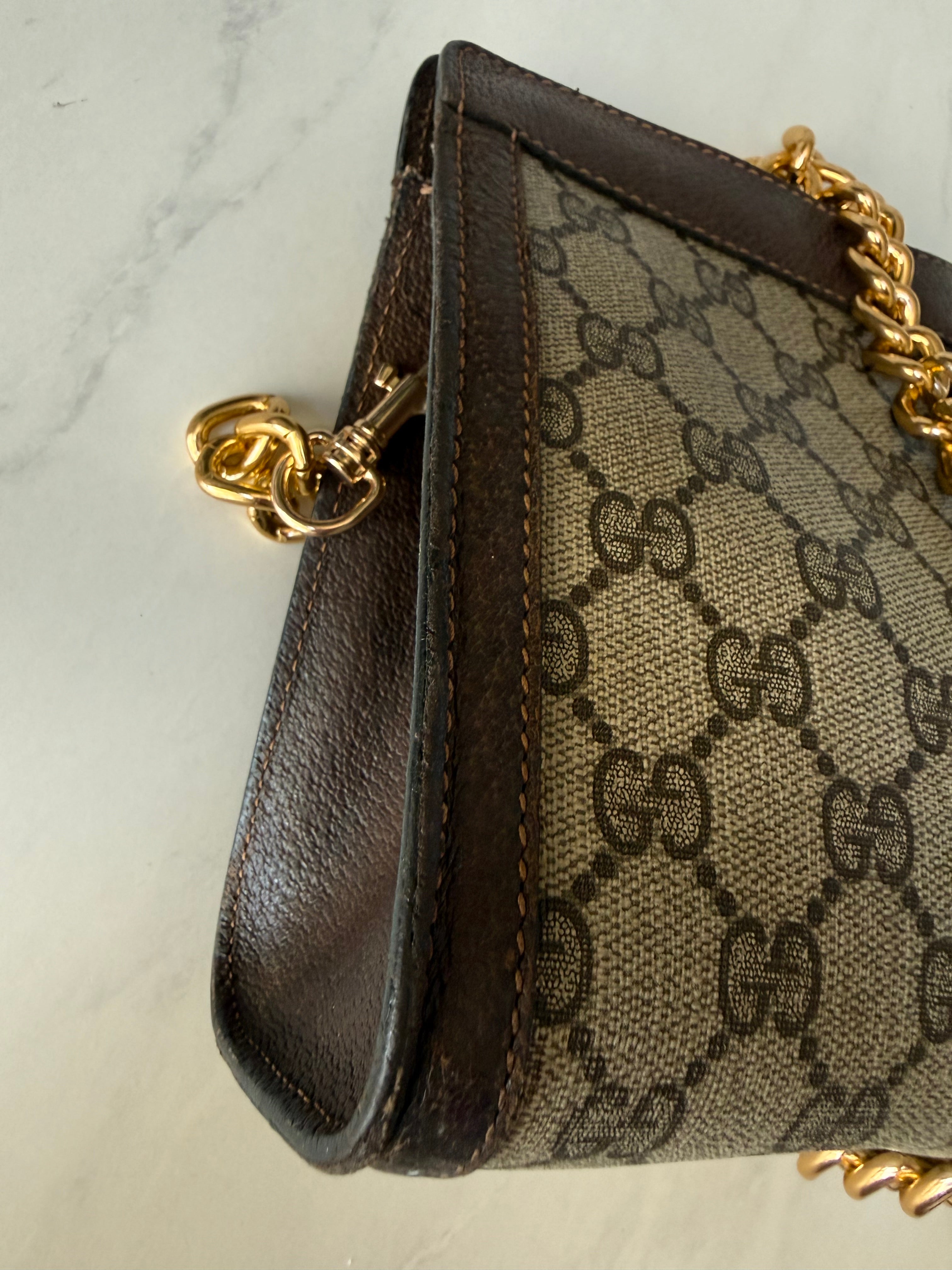 Preloved Large Gucci Ophidia Velcro Clutch w/ added Chain