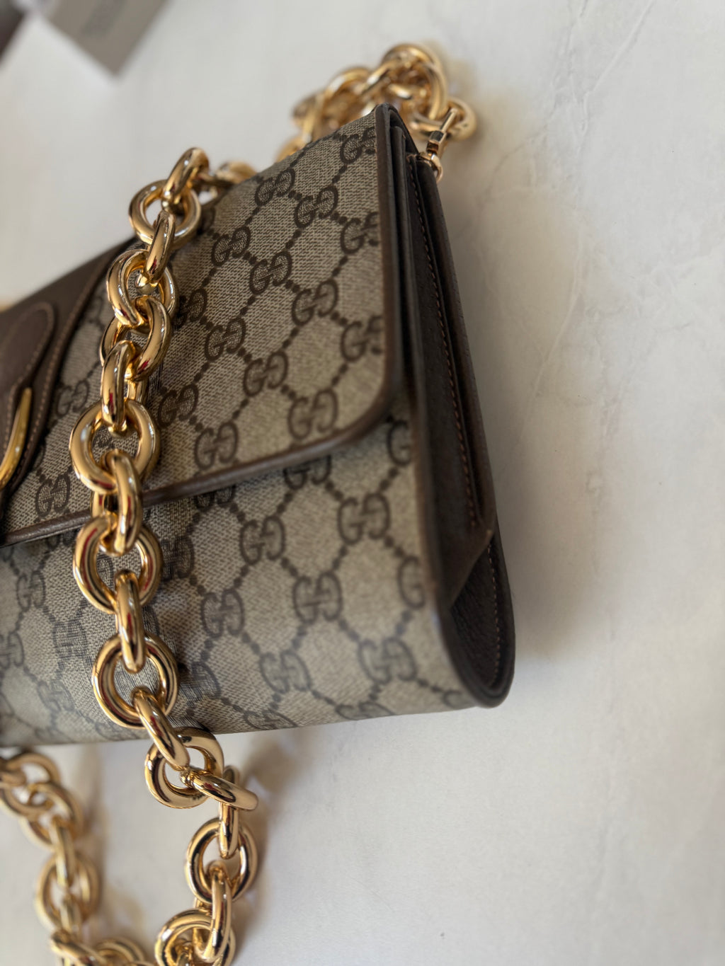 Gucci Clutch W/ added Chunky Gold Chain