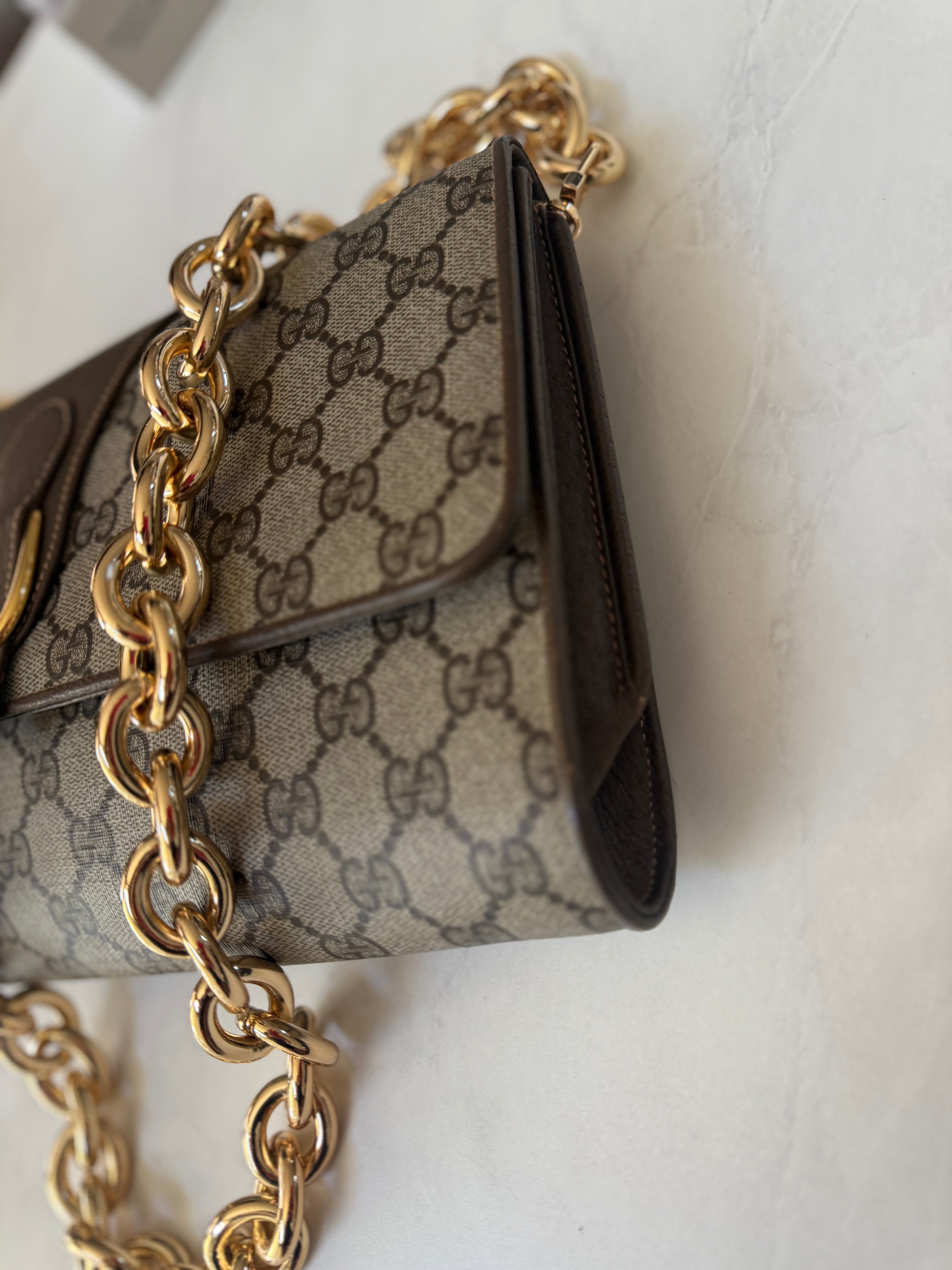 Gucci Clutch W/ added Chunky Gold Chain