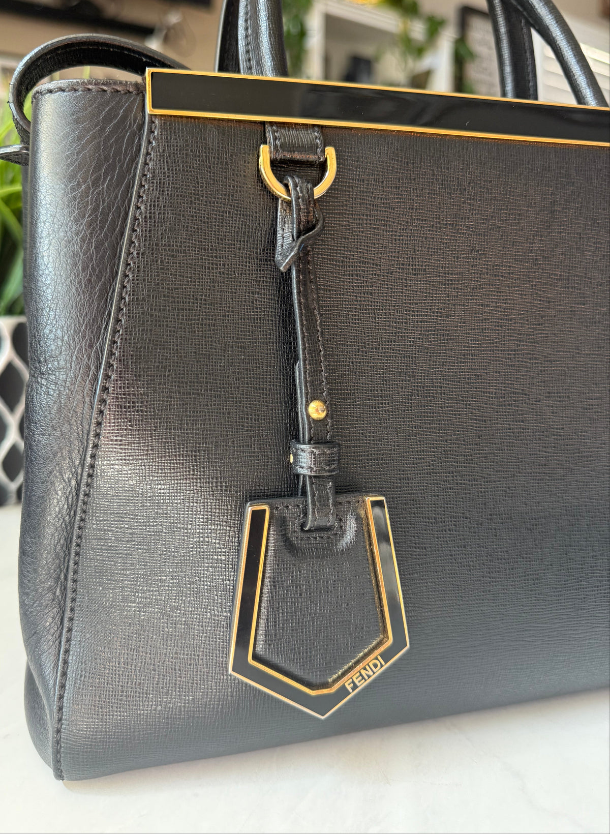 Fendi 2Jours Black Leather w/ Strap