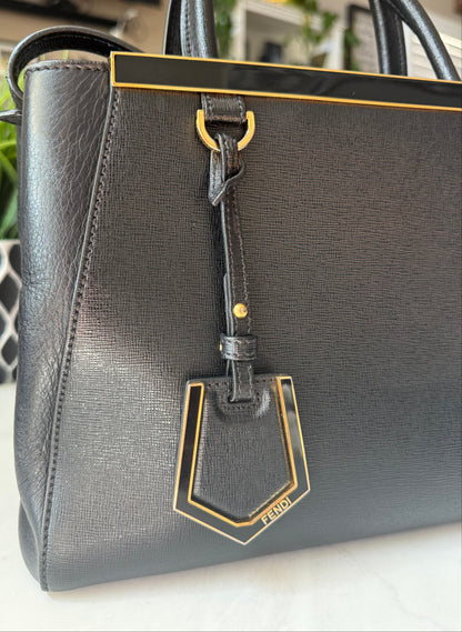 Fendi 2Jours Black Leather w/ Strap