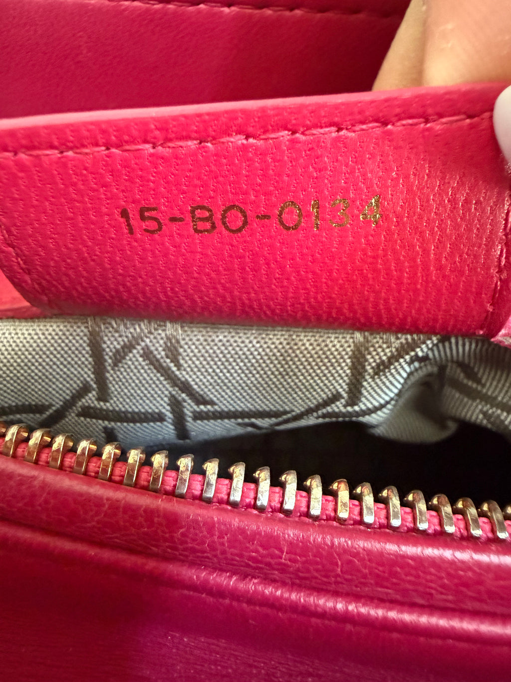 Preloved Christian Dior Lambskin Cannage Medium Lady Dior Fuchsia