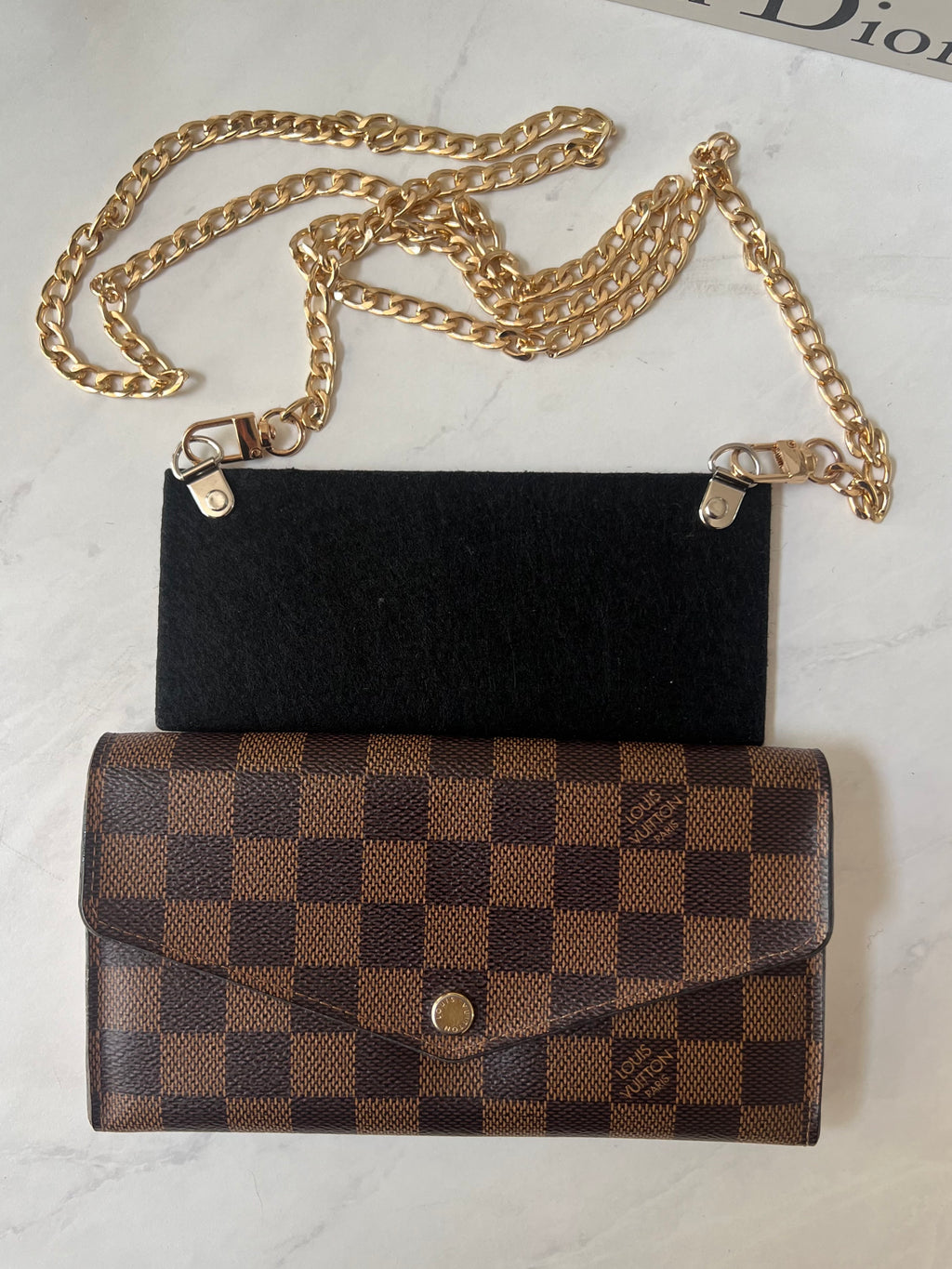 Louis Vuitton Ebene Damier Sarah Wallet (Rose Ballerine)