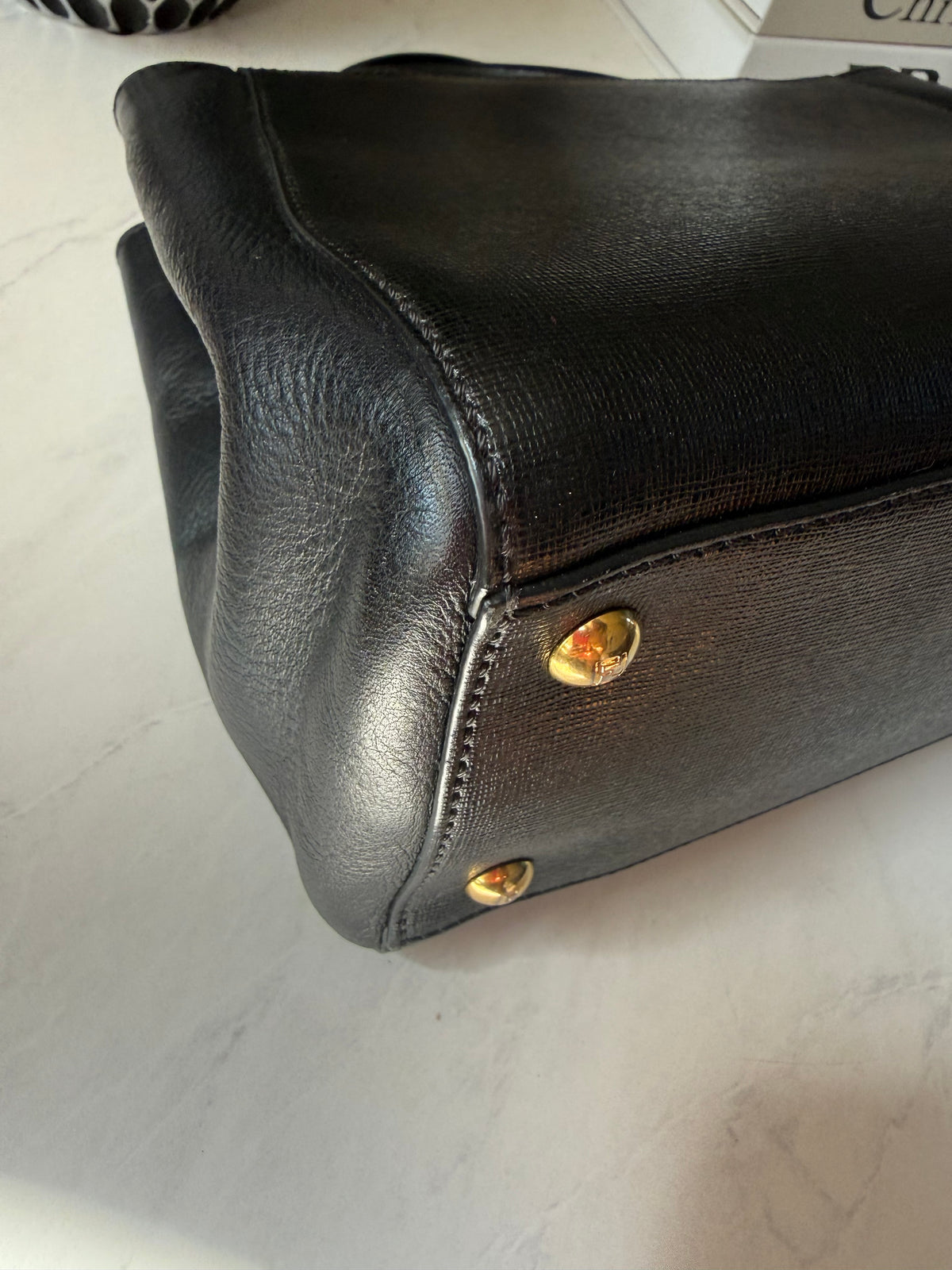 Fendi 2Jours Black Leather w/ Strap
