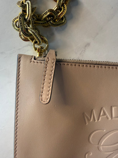 Preloved Tan Gucci Clutch w/ added Chain