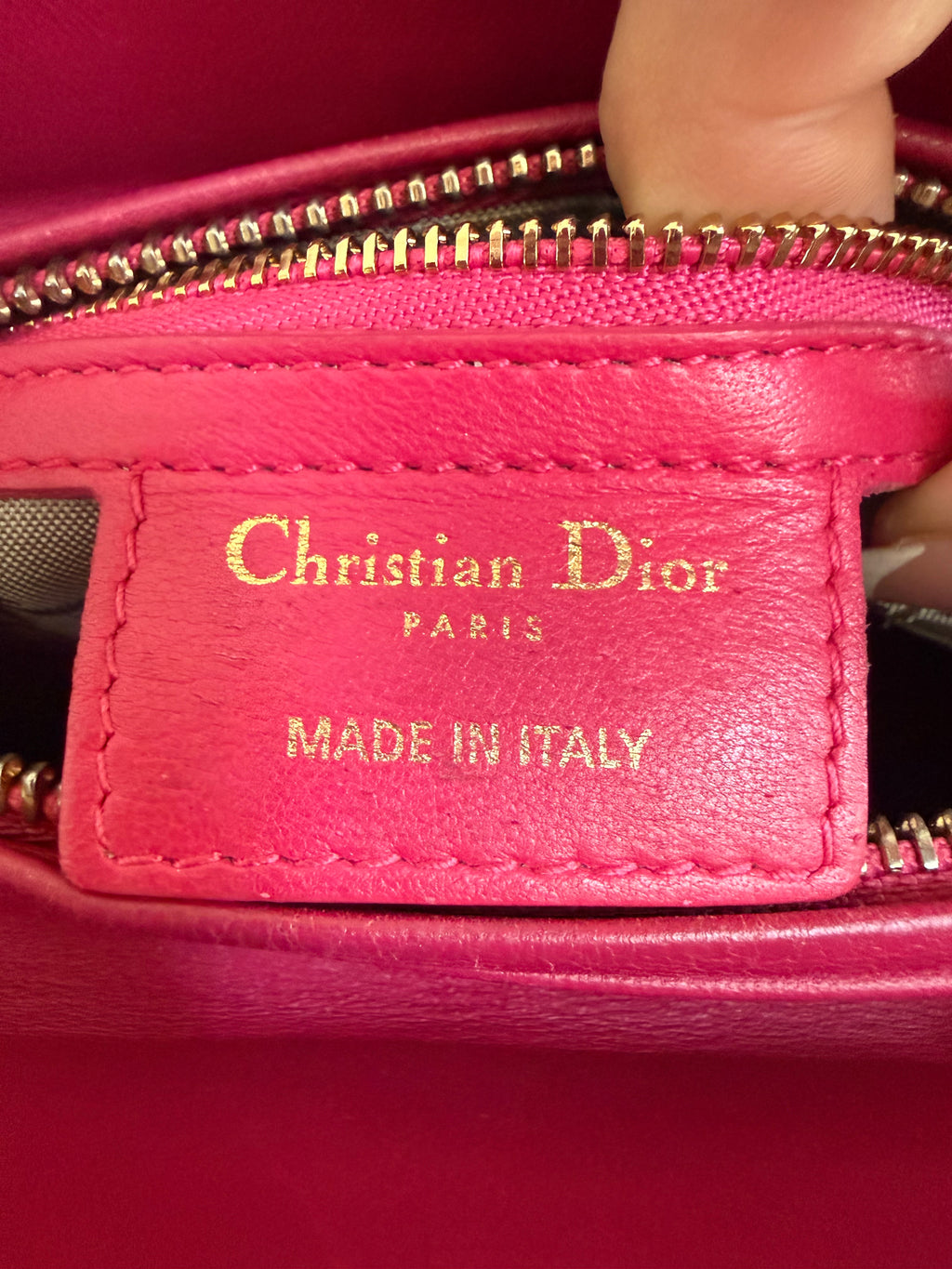 Preloved Christian Dior Lambskin Cannage Medium Lady Dior Fuchsia