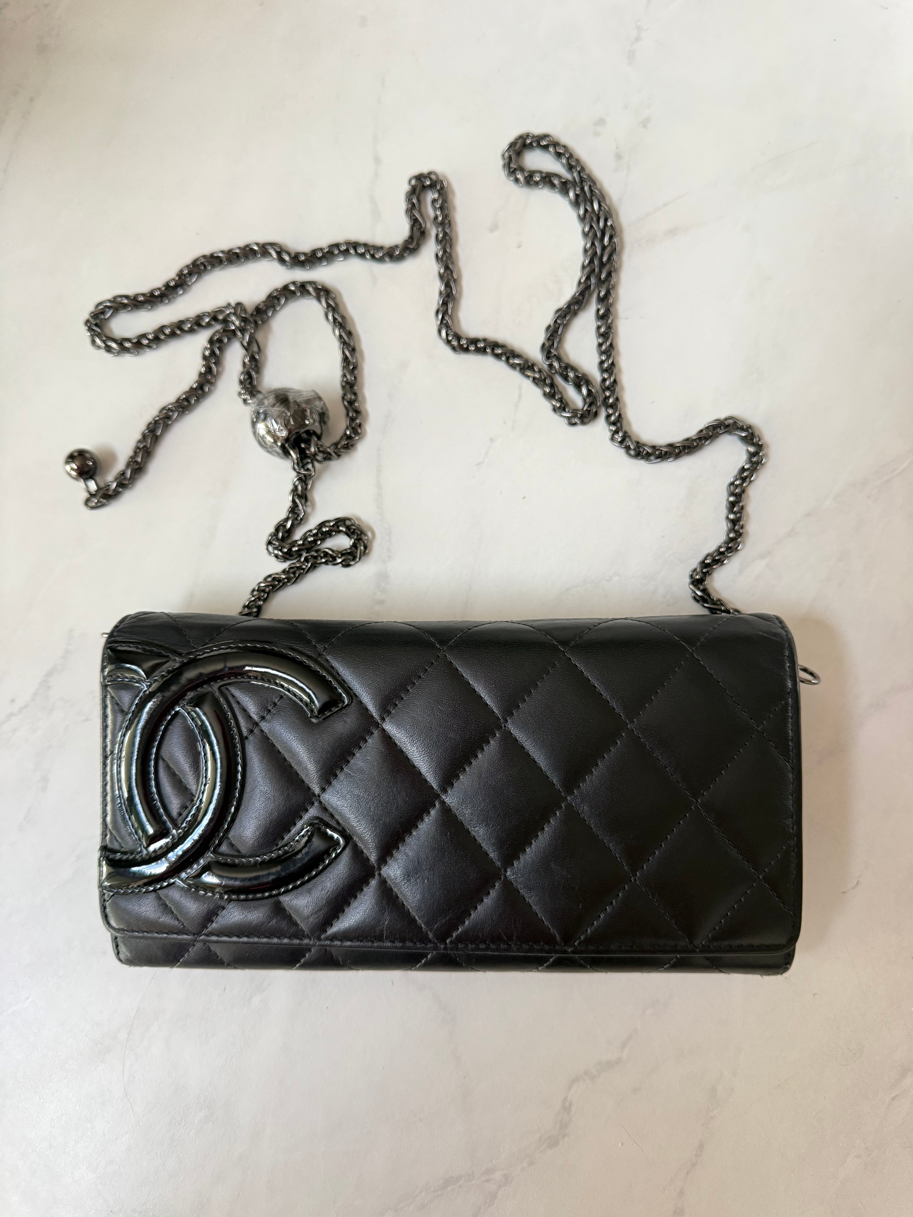 Black Chanel Lambskin Cambon Wallet