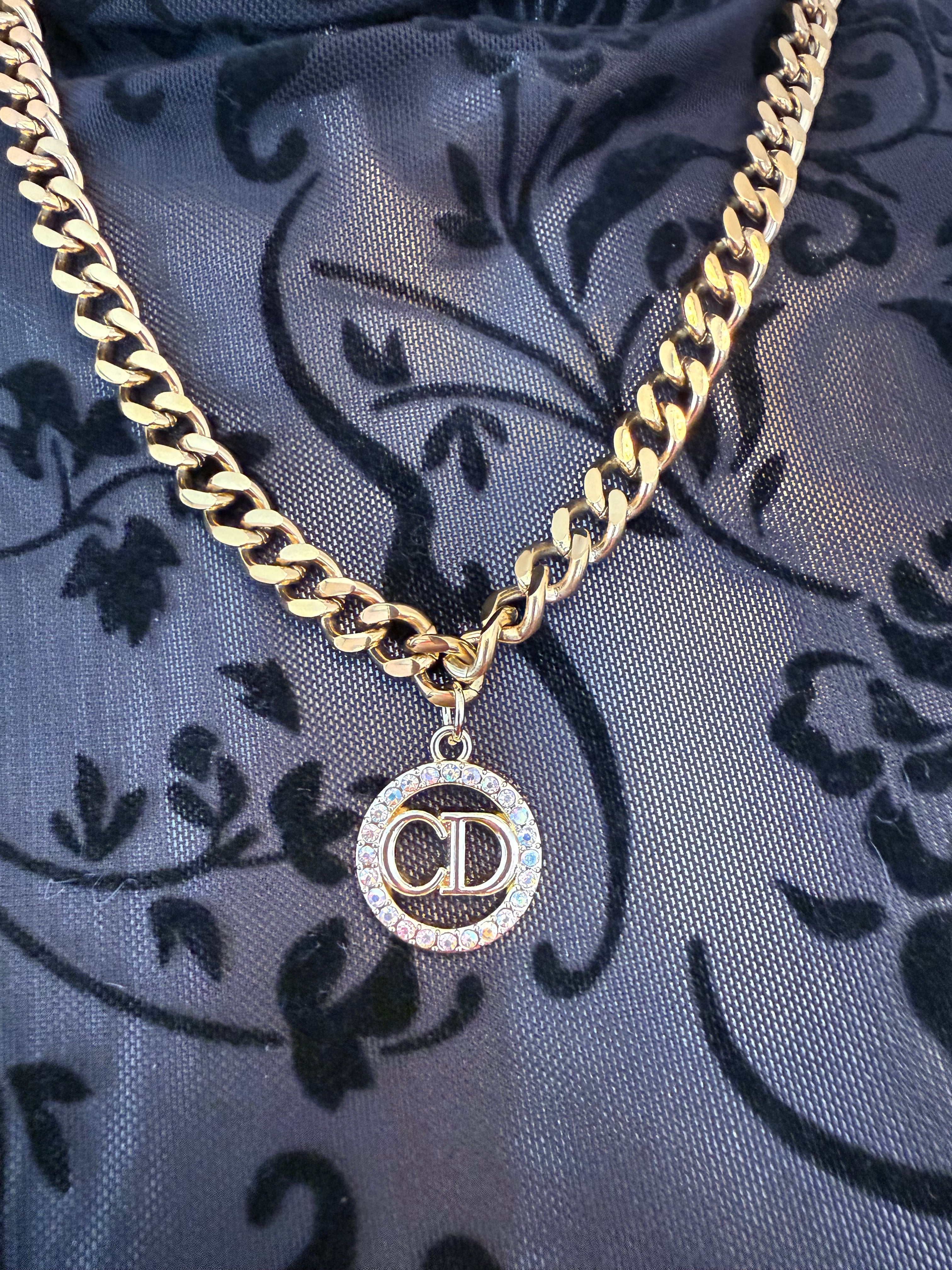 Upcycled Iridescent CD Charm on Cuban Chain