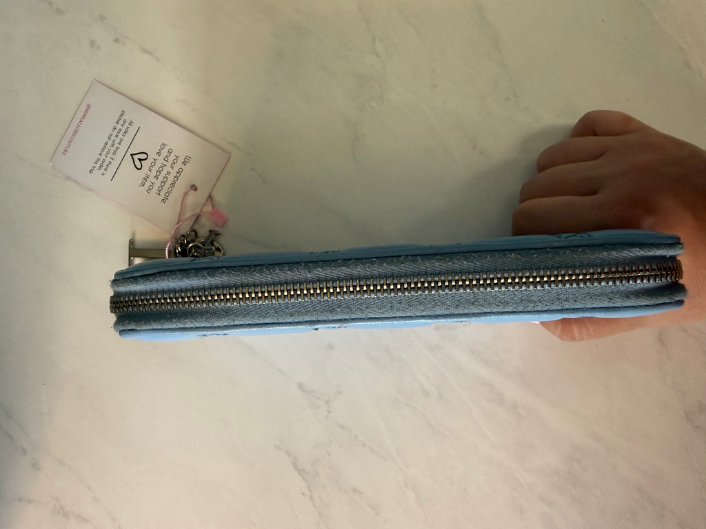 Light Blue Dior Cannage Zippy Wallet