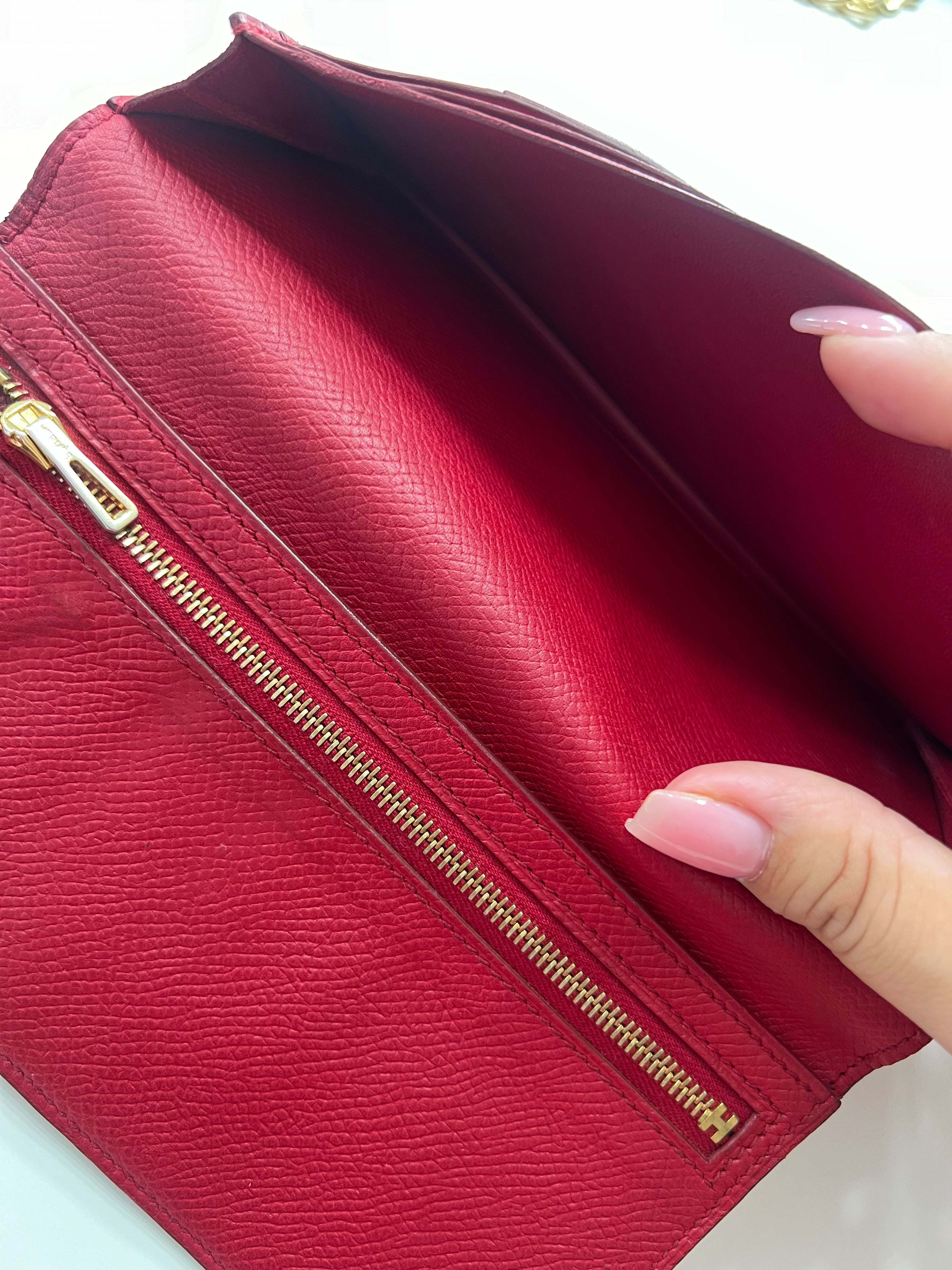 Hermes Bearn Red Long Bifold Wallet