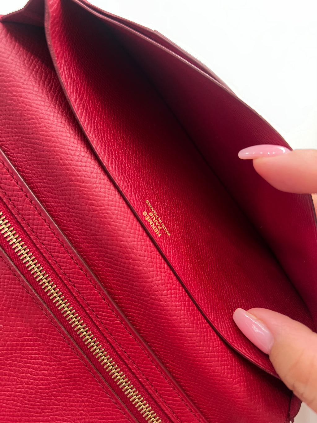 Hermes Bearn Red Long Bifold Wallet