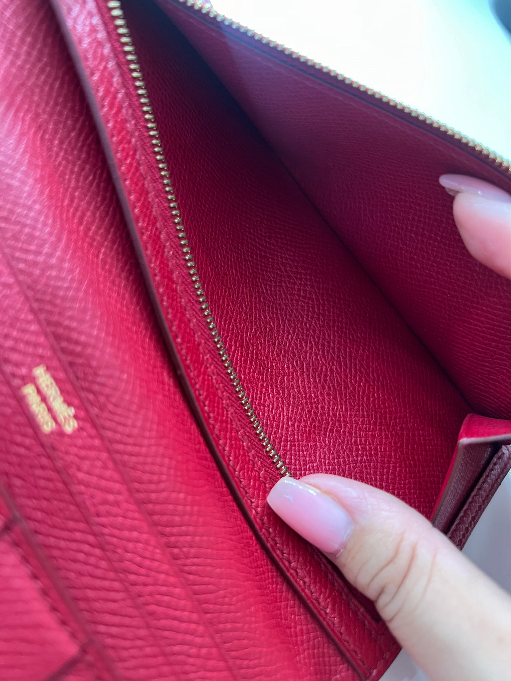 Hermes Bearn Red Long Bifold Wallet
