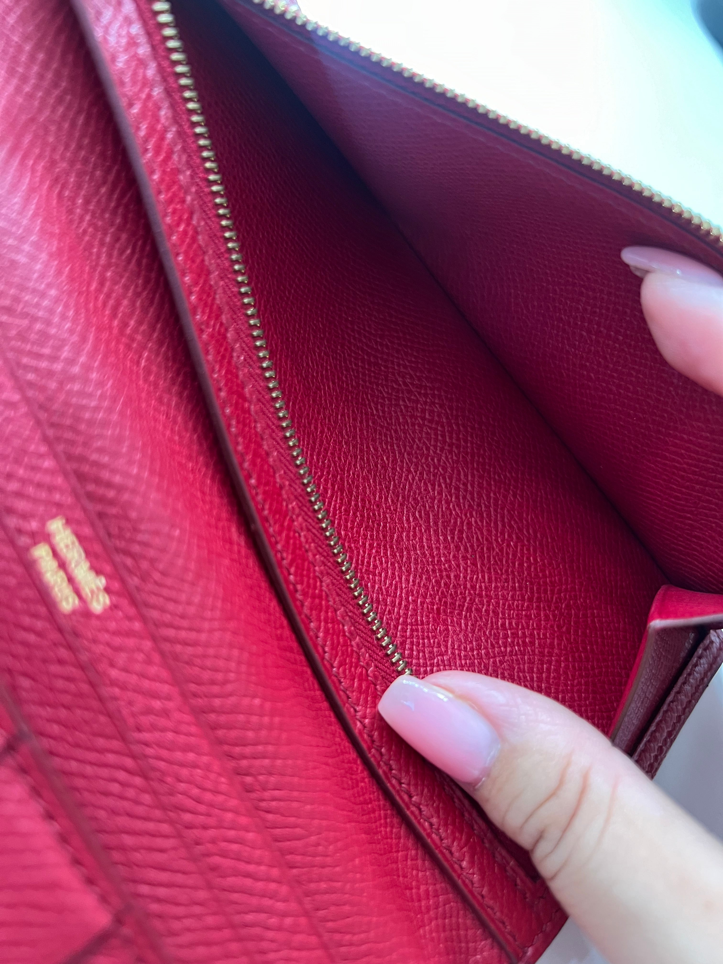 Hermes Bearn Red Long Bifold Wallet