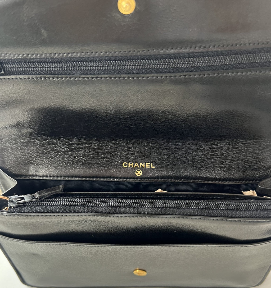 Black Chanel Timeless Lambskin Clutch