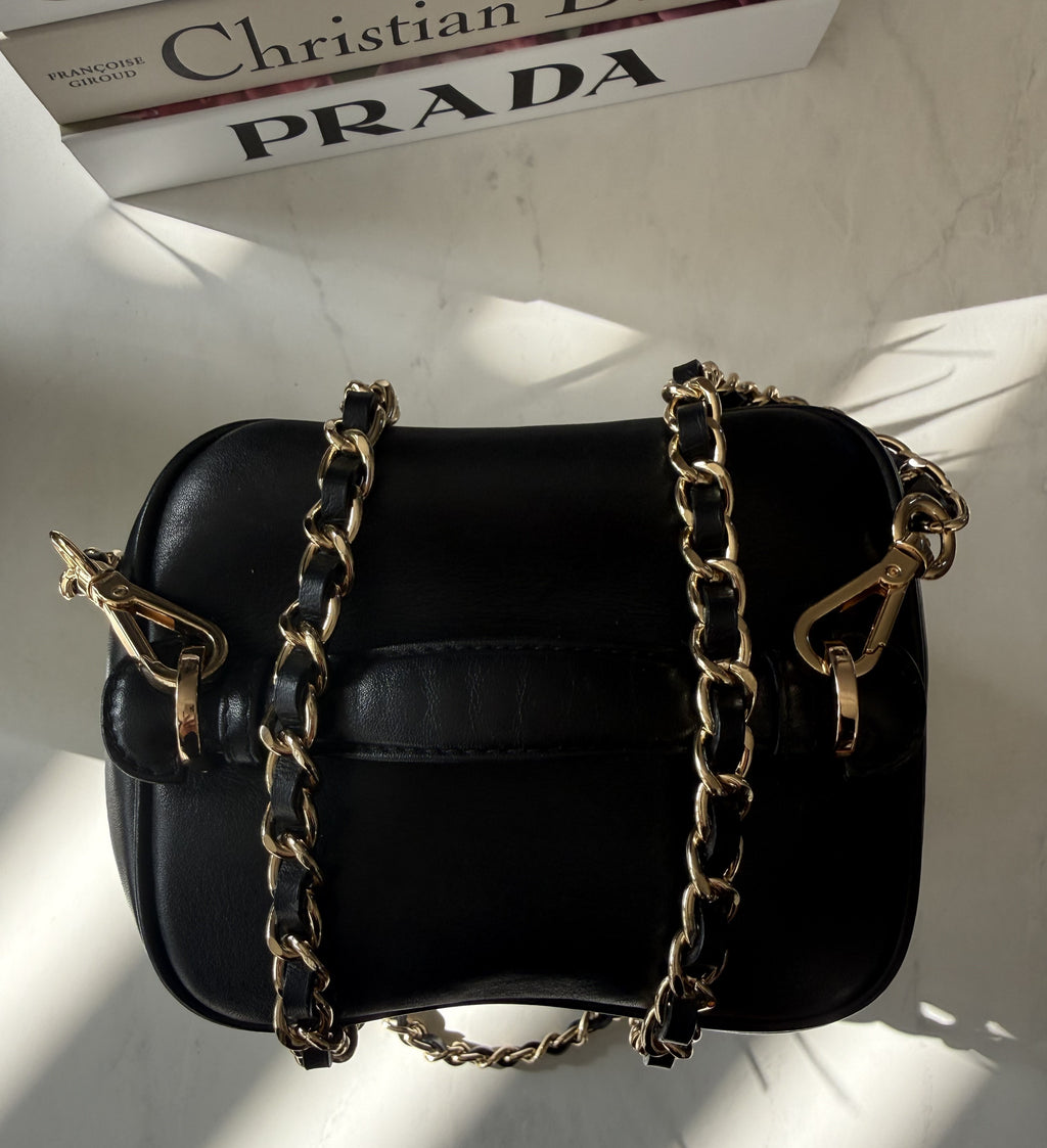 Black Chanel Vanity With Genuine Chain