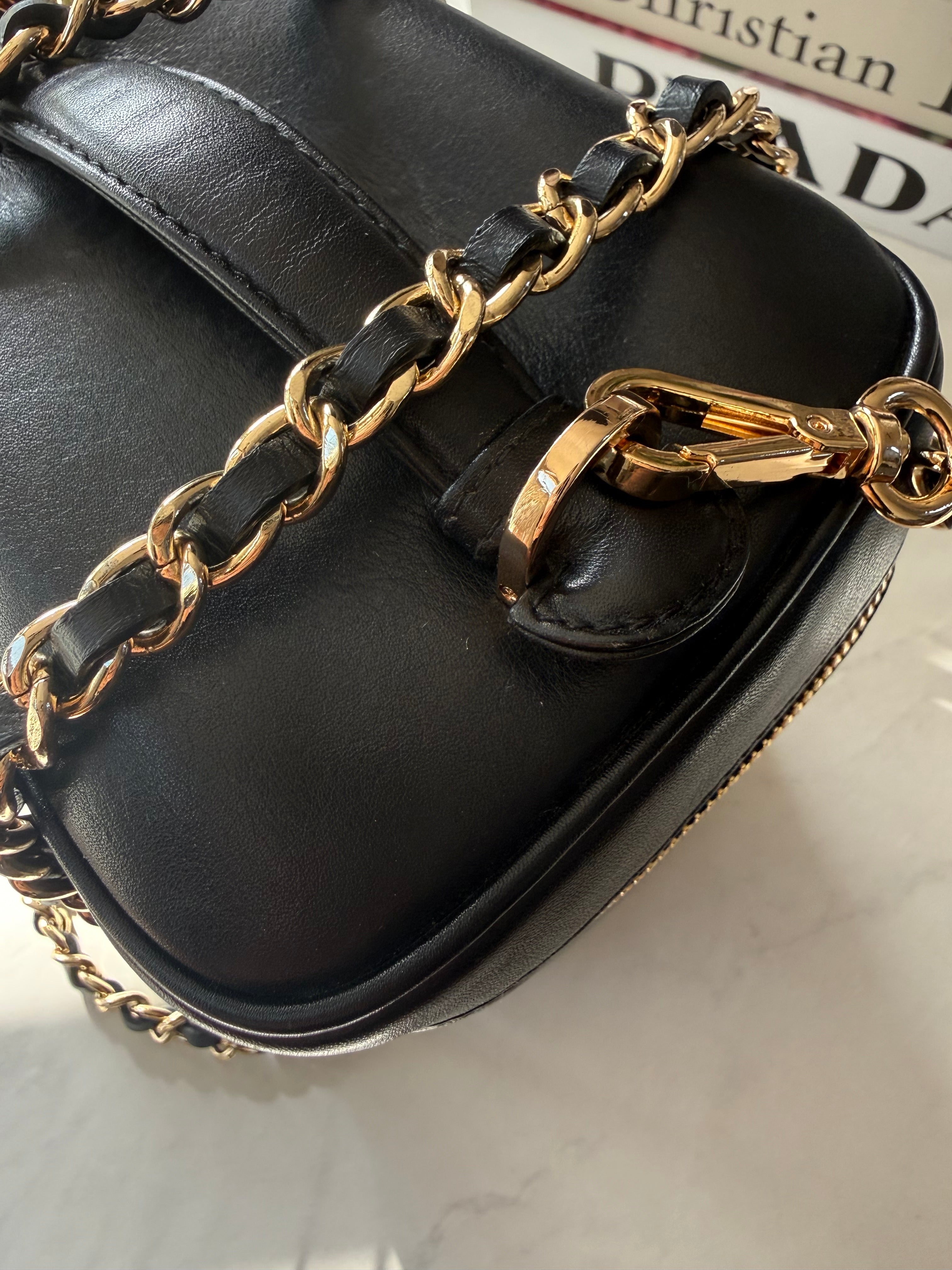 Black Chanel Vanity With Genuine Chain