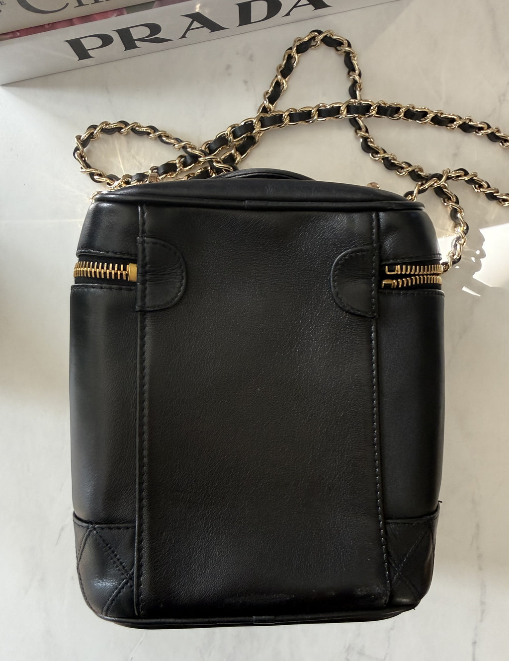 Black Chanel Vanity With Genuine Chain