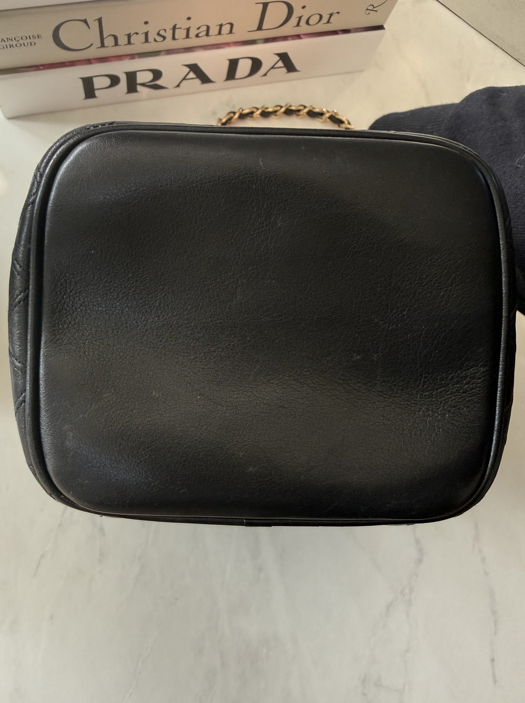 Black Chanel Vanity With Genuine Chain